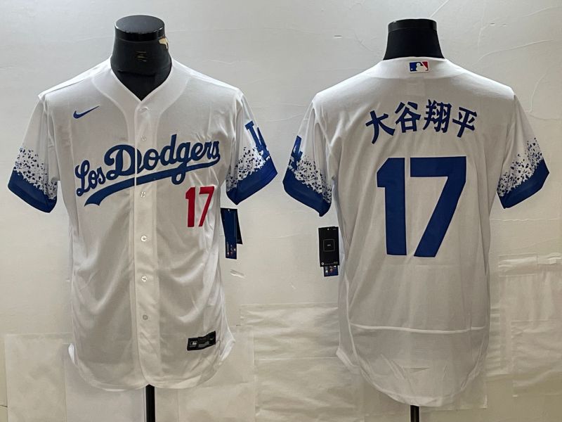 Men Los Angeles Dodgers 17 Ohtani White Nike Elite MLB Jersey style 5